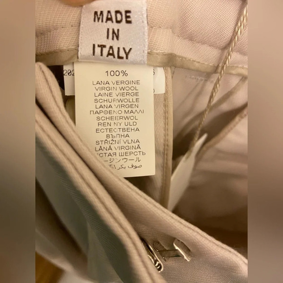 NWT Brunello Cucinelli Pleated Virgin Wool Trousers Latte Size 12 - Picture 7 of 11